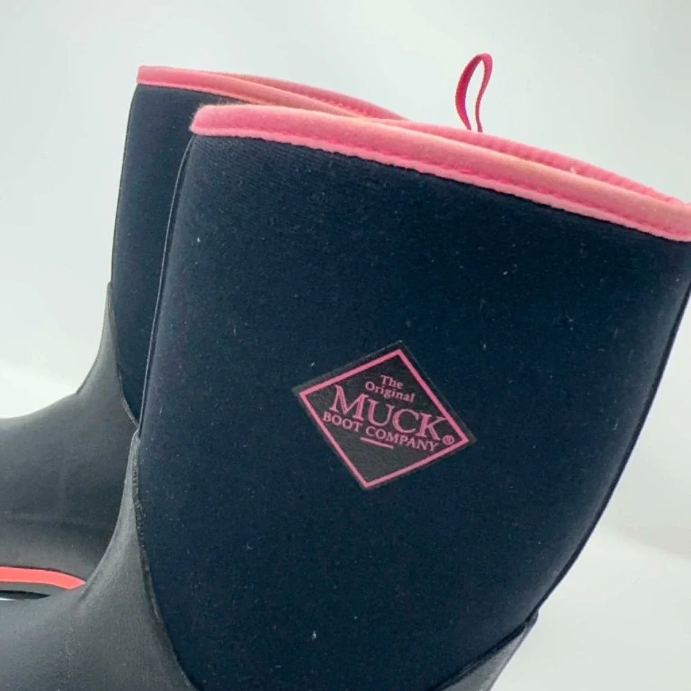Muck Boot Company Waterproof Neoprene Rain Boots Kids Size 3 Black Pink Outdoor